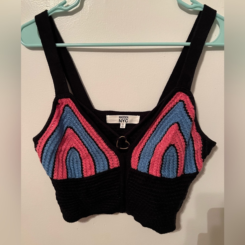 Madden NYC Crochet Halter Crop Top